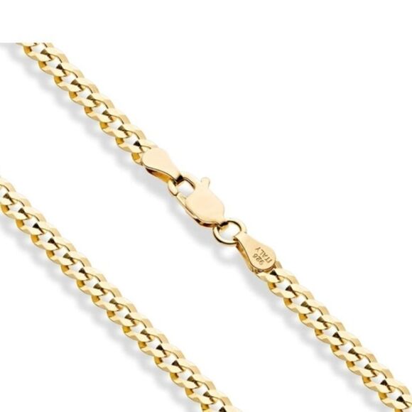 30” Men’s 18k Gold over 925 Cuban Chain Necklace - Picture 3 of 5